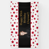 Rote Sterne mit Foto-Geburtstagsbanner Banner (Vertikal)