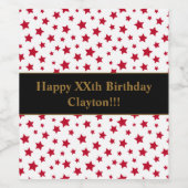 Rote Sterne mit Geburtsweinetikett Weinetikett (Einzelnes Label)