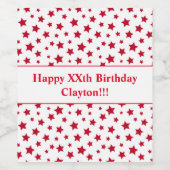 Rote Sterne mit Geburtsweinetikett Weinetikett (Einzelnes Label)