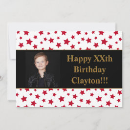 Rote Sterne mit Message Foto Geburtstagsparty Einladung