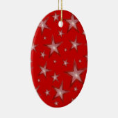Rote Sterne-Ornament Oval Keramikornament (Rechts)