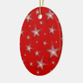 Rote Sterne-Ornament Oval Keramikornament (Links)