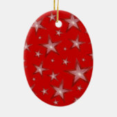 Rote Sterne-Ornament Oval Keramikornament (Hinten)