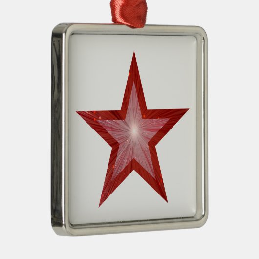 Rote Sterne-Ornament weiß Silbernes Ornament (Rechts)