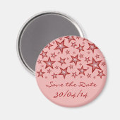 Rote Sterne "Save the Date" Kühlschrankmagnet rosa (Vorderseite/Rückseite)