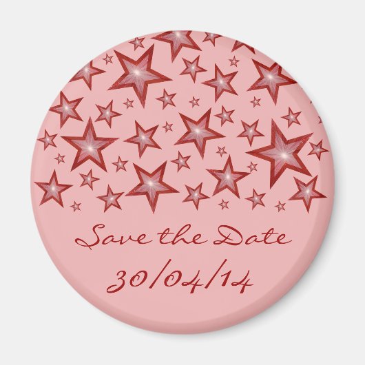 Rote Sterne "Save the Date" Kühlschrankmagnet rosa (Vorne)