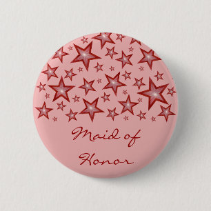 Rote Sterne Schaltfläche "Trauzeugin" rosa Button