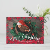 Rote Sterne Weihnachten Geburtshinweise (Stehend Vorderseite)