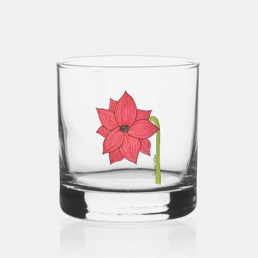Rote Sternen-Blume leer Whiskyglas (Vorderseite)