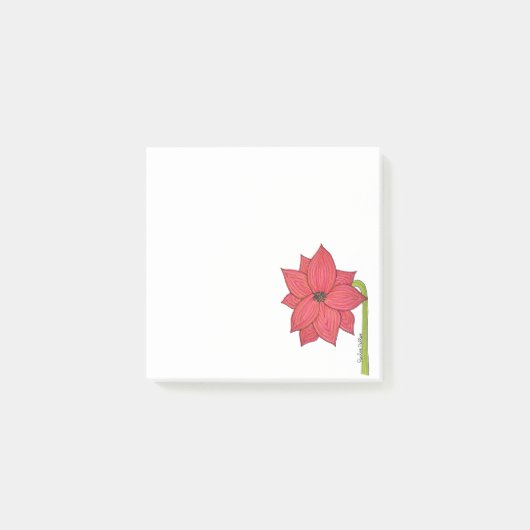 Rote Sternenblume Blank Post-it Klebezettel (Vorderseite)