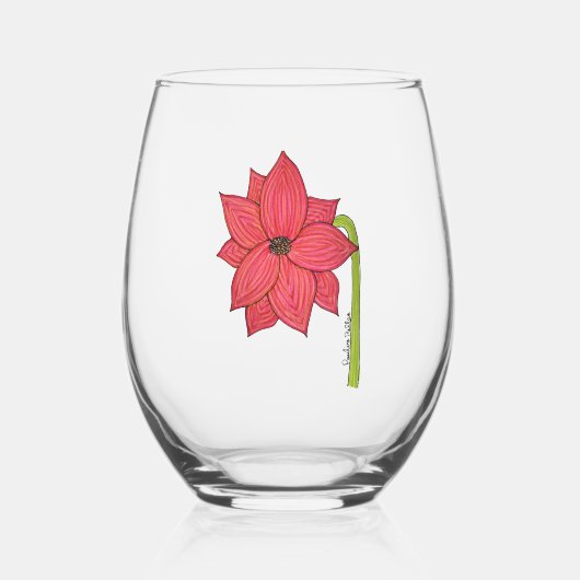 Rote Sternenblume Blank Weinglas Ohne Stiel (Vorderseite)