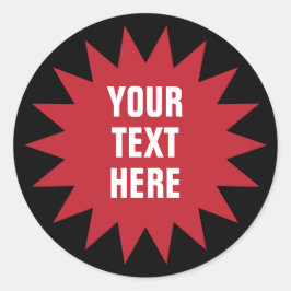 Rote Sternexplosion oder Sonnenbestrahlung mit Tex Runder Aufkleber