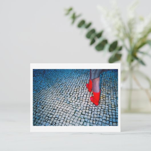 Rote Stiefel Postkarte (Stehend Vorderseite)