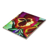 Rote Stiefmütterchen Aquarell Blume Originale Kuns Fliese (Seite)