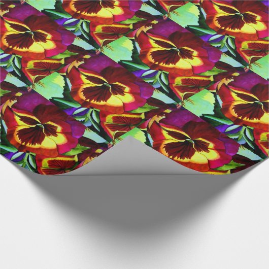 Rote Stiefmütterchen Aquarell Blume Originale Kuns Geschenkpapier (Ecke)