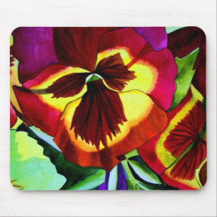 Rote Stiefmütterchen Aquarell Blume Originale Kuns Mousepad