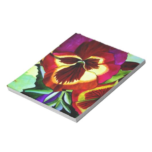 Rote Stiefmütterchen Aquarell Blume Originale Kuns Notizblock (Rotiert)