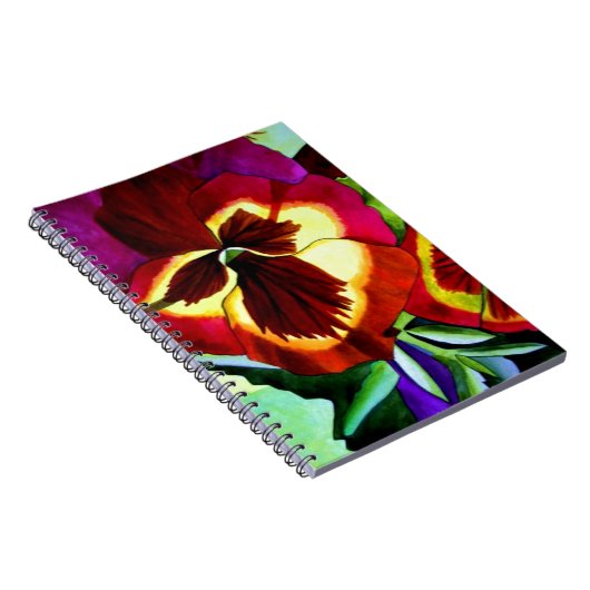 Rote Stiefmütterchen Aquarell Blume Originale Kuns Notizblock (Rechte Seite)