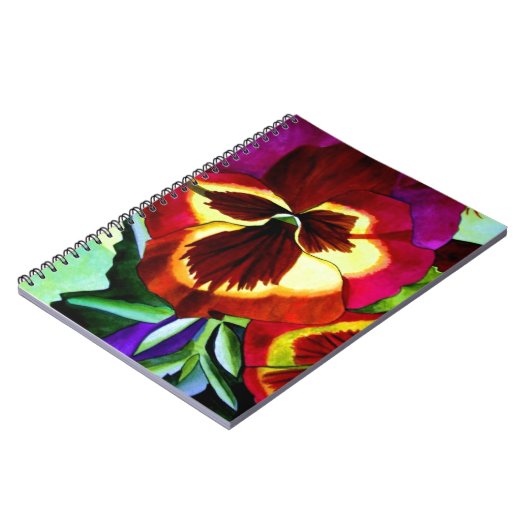 Rote Stiefmütterchen Aquarell Blume Originale Kuns Notizblock (Linke Seite)