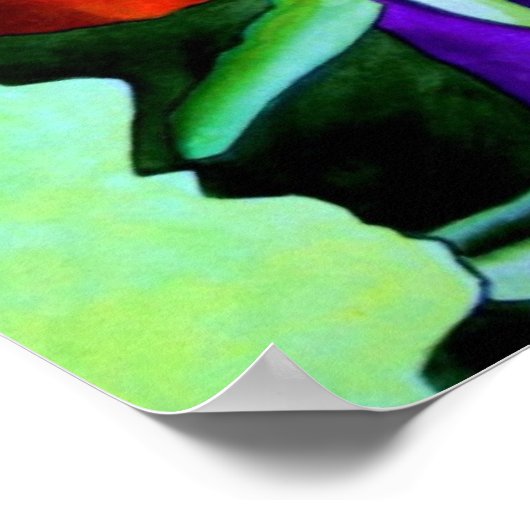 Rote Stiefmütterchen Aquarell Blume Originale Kuns Poster (Ecke)