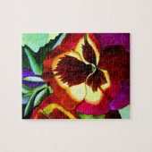 Rote Stiefmütterchen Aquarell Blume Originale Kuns Puzzle (Horizontal)