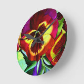 Rote Stiefmütterchen Aquarell Blume Originale Kuns Runde Wanduhr (Winkel)