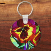 Rote Stiefmütterchen Aquarell Blume Originale Kuns Schlüsselanhänger (Vorderseite)