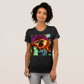Rote Stiefmütterchen Aquarell Blume Originale Kuns T-Shirt (Vorne ganz)