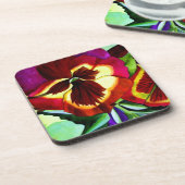 Rote Stiefmütterchen Aquarell Blume Originale Kuns Untersetzer (Linke Seite)