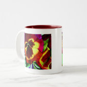 Rote Stiefmütterchen Aquarell Blume Originale Kuns Zweifarbige Tasse (Vorderseite Links)
