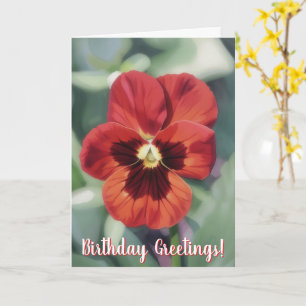 Rote Stiefmütterchen-Blumenkunst-Blumen-Geburtstag Karte