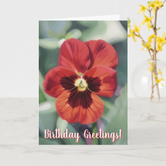 Rote Stiefmütterchen-Blumenkunst-Blumen-Geburtstag Karte (Gelbe Blume)
