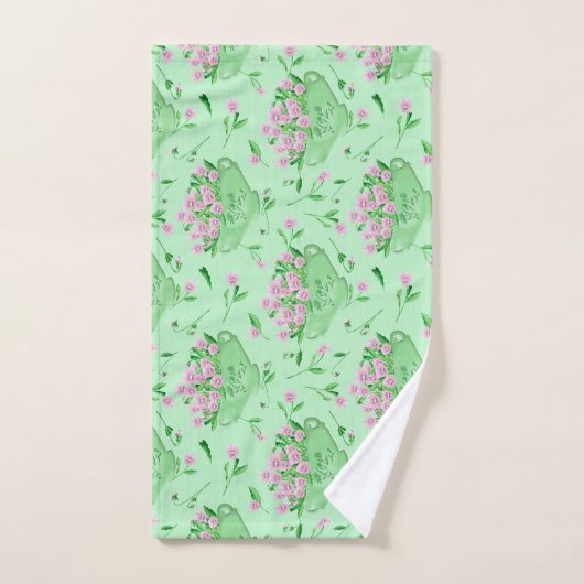 Rote Stiefmütterchen grüne Schüssel und Hintergrun Badhandtuch Set (Handtuch)