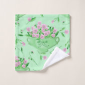 Rote Stiefmütterchen grüne Schüssel und Hintergrun Badhandtuch Set (Waschlappen)