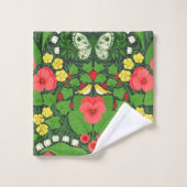 Rote Stiefmütterchen, Vögel und Schmetterlinge Badhandtuch Set (Waschlappen)