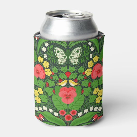 Rote Stiefmütterchen, Vögel und Schmetterlinge Dosenkühler (Kanne Vorderseite)