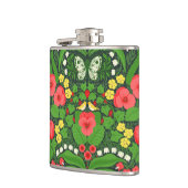 Rote Stiefmütterchen, Vögel und Schmetterlinge Flachmann (Links)