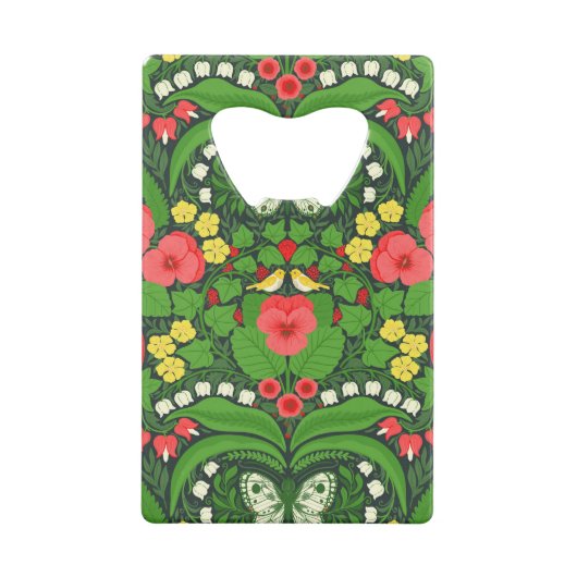 Rote Stiefmütterchen, Vögel und Schmetterlinge Geldbeutel Flaschenöffner (Rückseite)