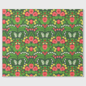 Rote Stiefmütterchen, Vögel und Schmetterlinge Geschenkpapier (Flach)