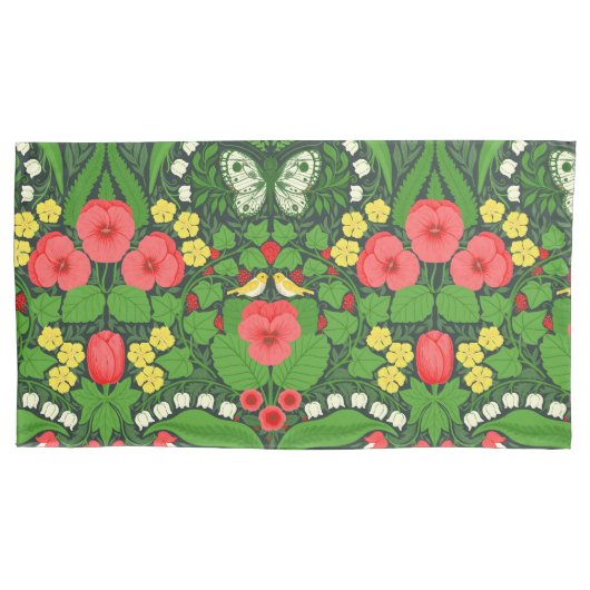 Rote Stiefmütterchen, Vögel und Schmetterlinge Kissenbezug (Vorderseite-Links)