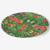 Rote Stiefmütterchen, Vögel und Schmetterlinge Pappteller (Schrägansicht)