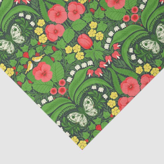 Rote Stiefmütterchen, Vögel und Schmetterlinge Seidenpapier (Ausschnitt)