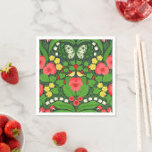 Rote Stiefmütterchen, Vögel und Schmetterlinge Serviette (Beispiel)