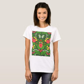 Rote Stiefmütterchen, Vögel und Schmetterlinge T-Shirt (Vorne ganz)