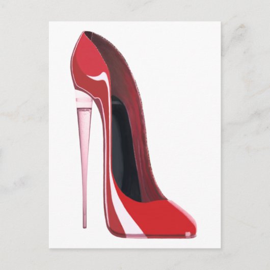 Rote Stiletto-Schuhkunst Postkarte (Vorderseite)