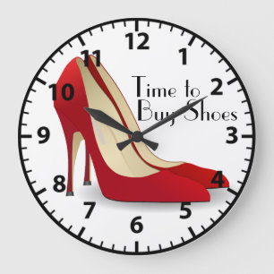 Rote Stiletto-Schuhsammlung Lustiger Schuhkäufer Große Wanduhr