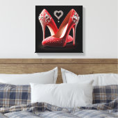 Rote Stilettos mit Herz und Karo Leinwanddruck (Insitu (Schlafzimmer))