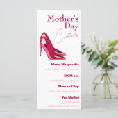 Rote Stilettos Muttertagscocktails Menükarte (Stehend Vorderseite)