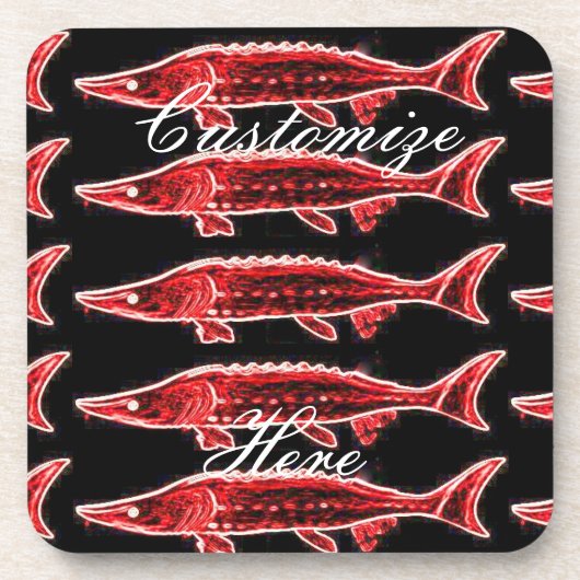 Rote Störe schwarz Untersetzer (Vorderseite)