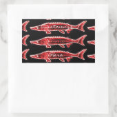 Rote Störe schwimmen Rechteckiger Aufkleber (Tasche)